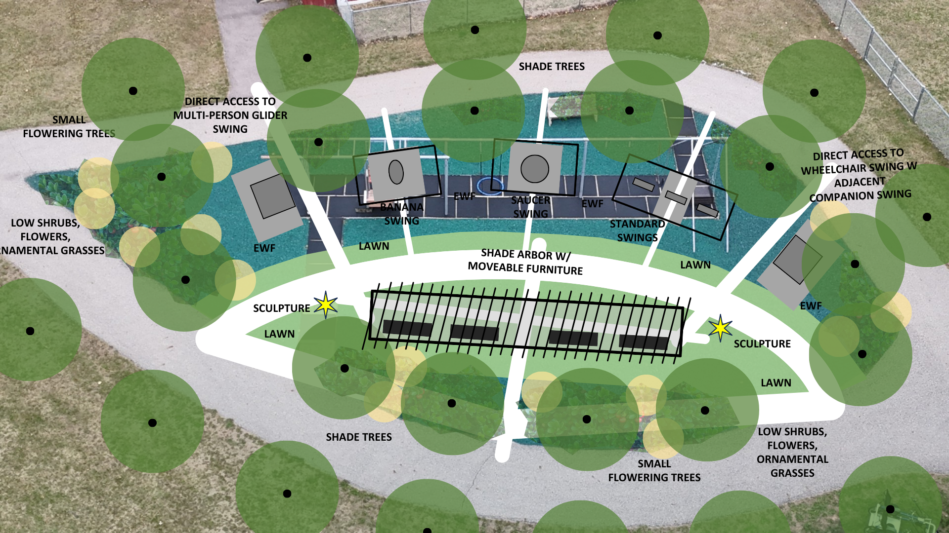 An aerial mock-up of the playground