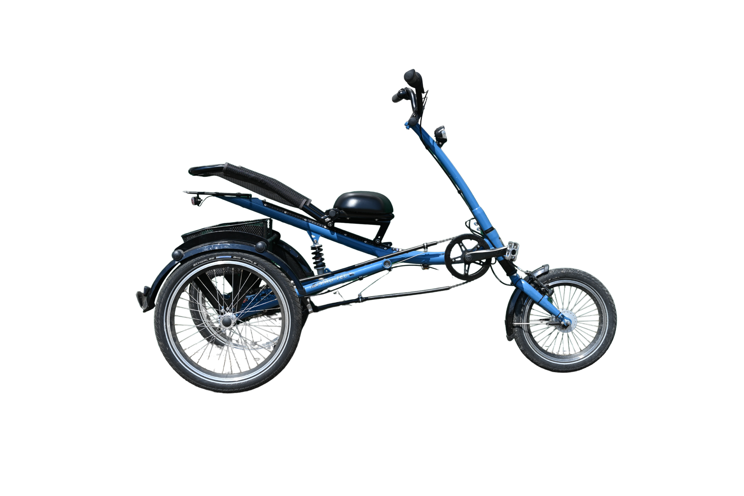 Upright blue trike for an adult