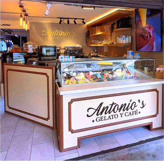 Diseño producción local comercial Antonios Gelato