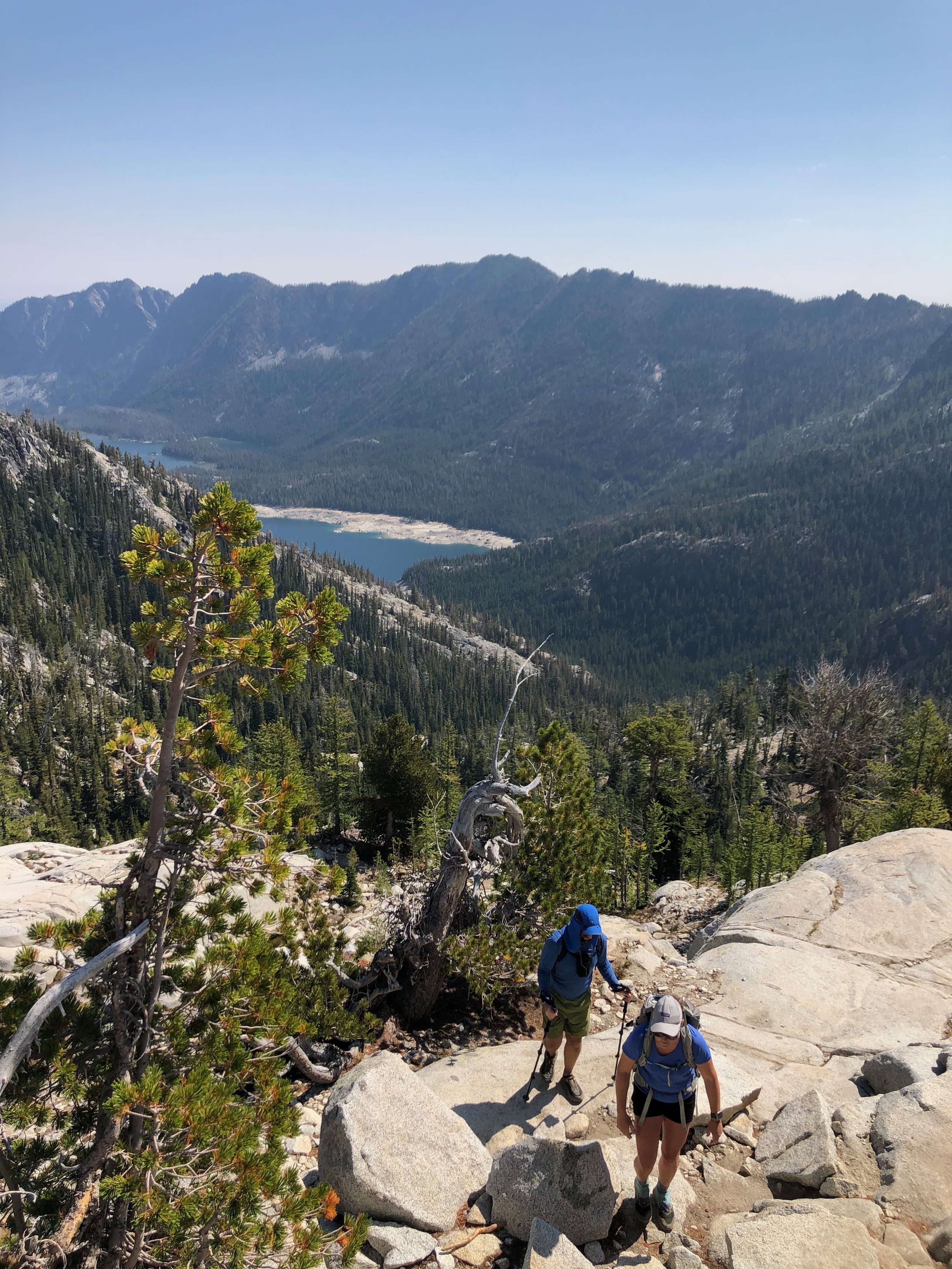 The Descent from the Core Area, Upper Snow Lake (right) and Lower Snow Lake (left) in the background