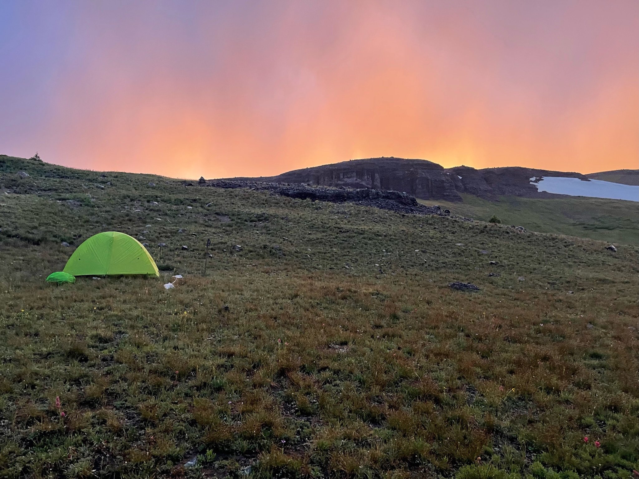 Our cliffside camp during the sunset