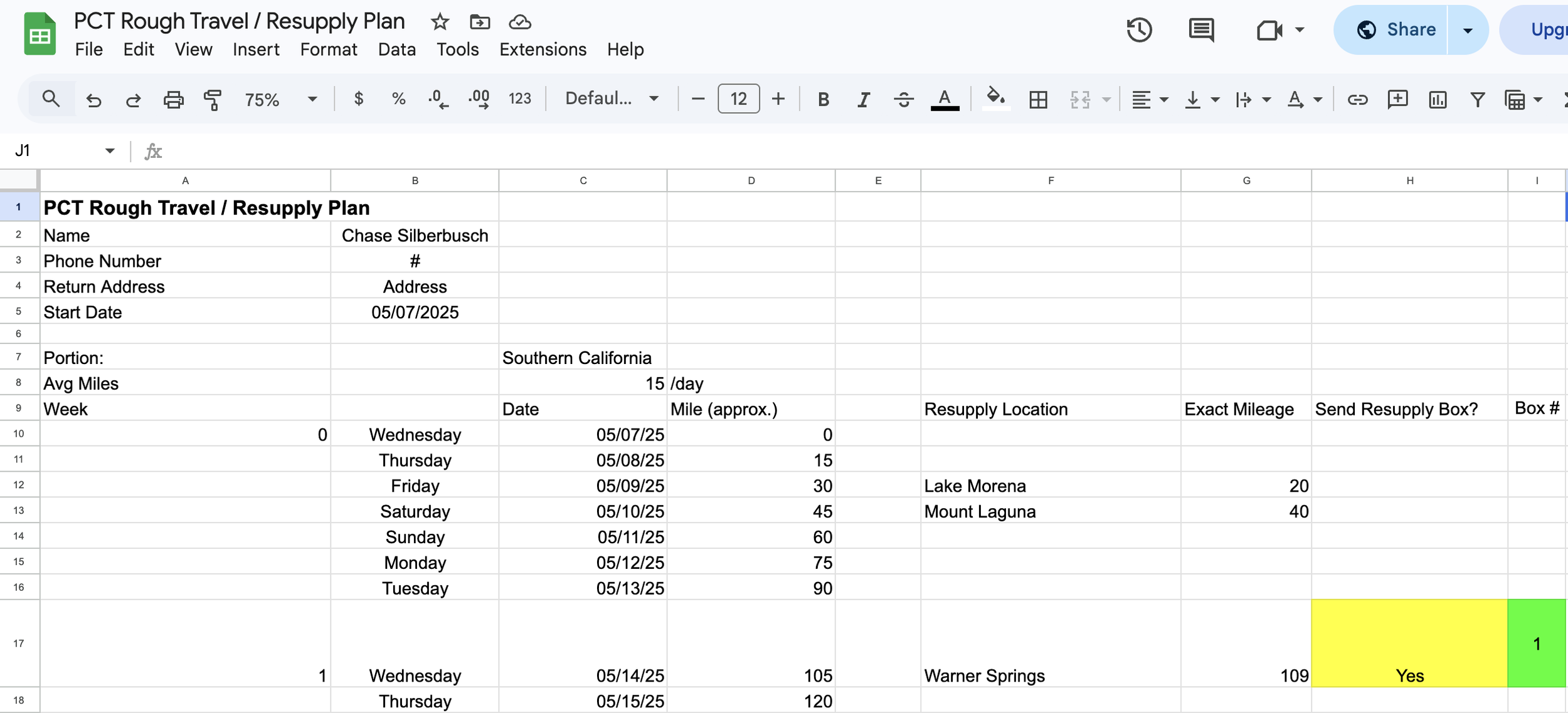 PCT 2025 - Resupply / Travel Guide