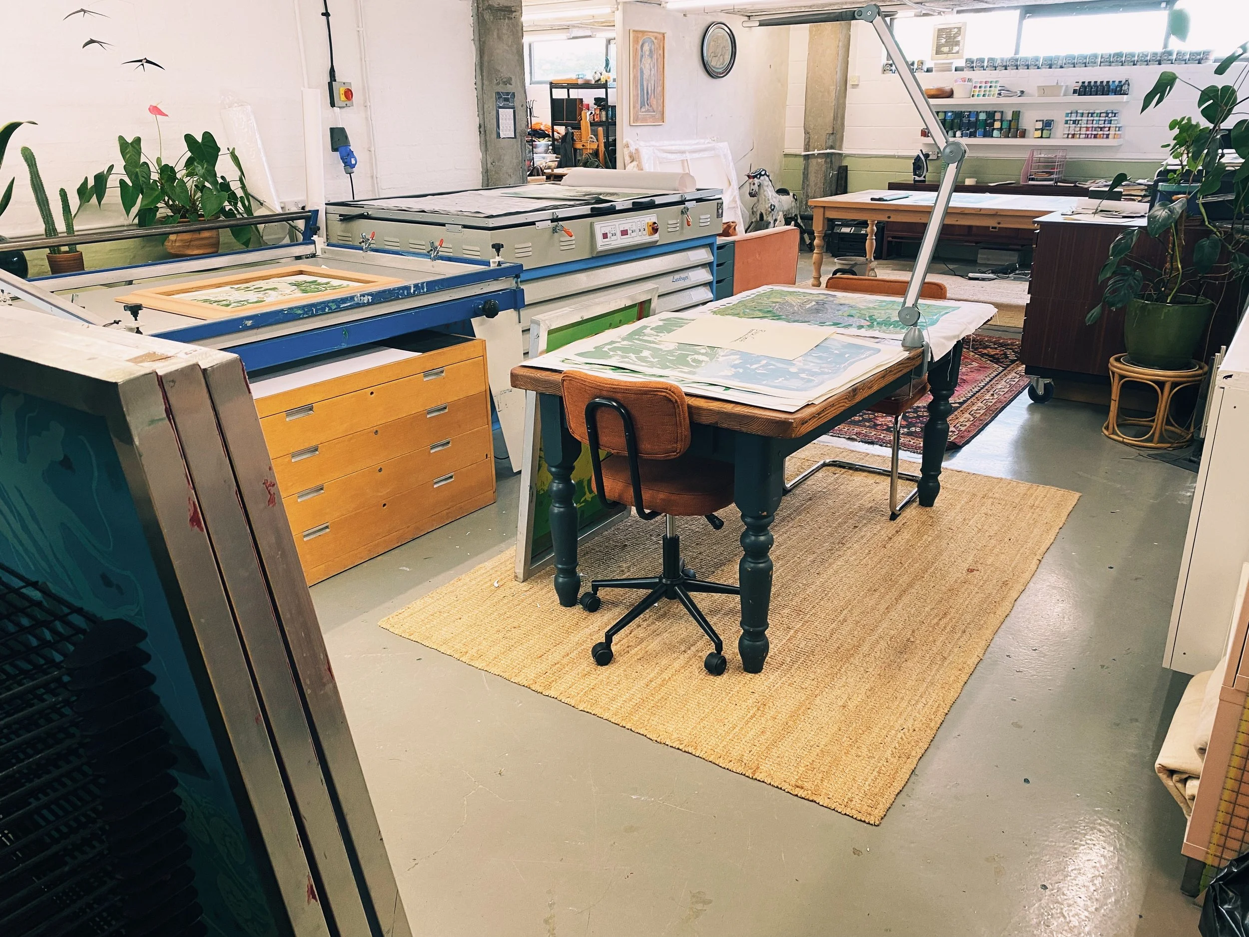 Lynsey Jean Henderson's printmaking and painting studio in Edinburgh