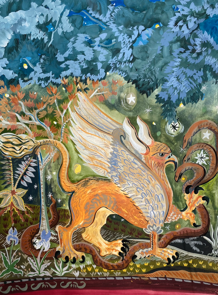 Hand painted mural by artist Lynsey Jean Henderson at Virgin Hotels Edinburgh