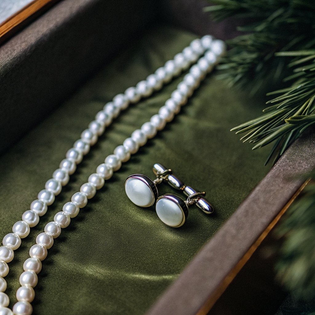 Pearl necklace and earrings