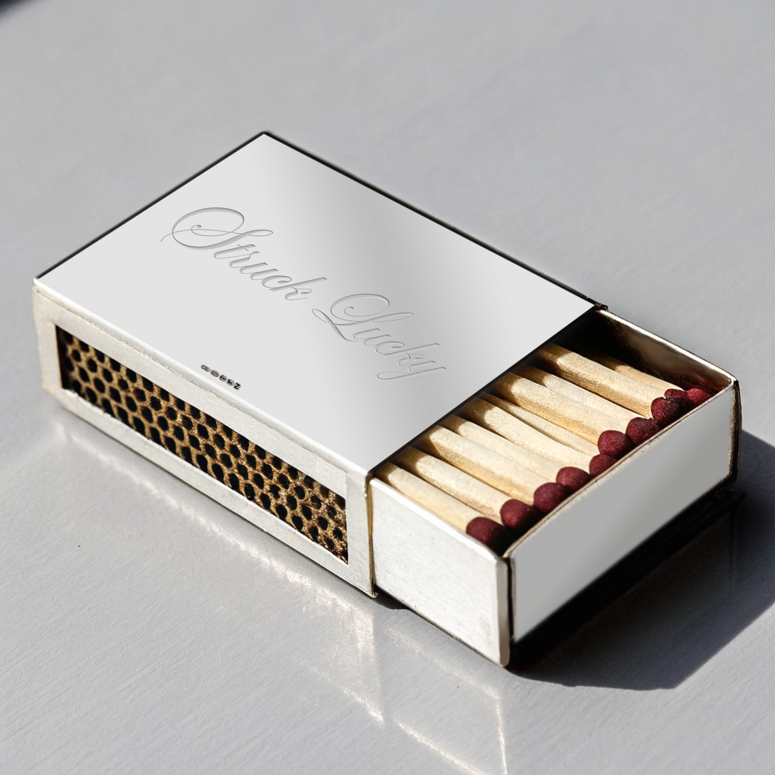 Personalised silver matchbox