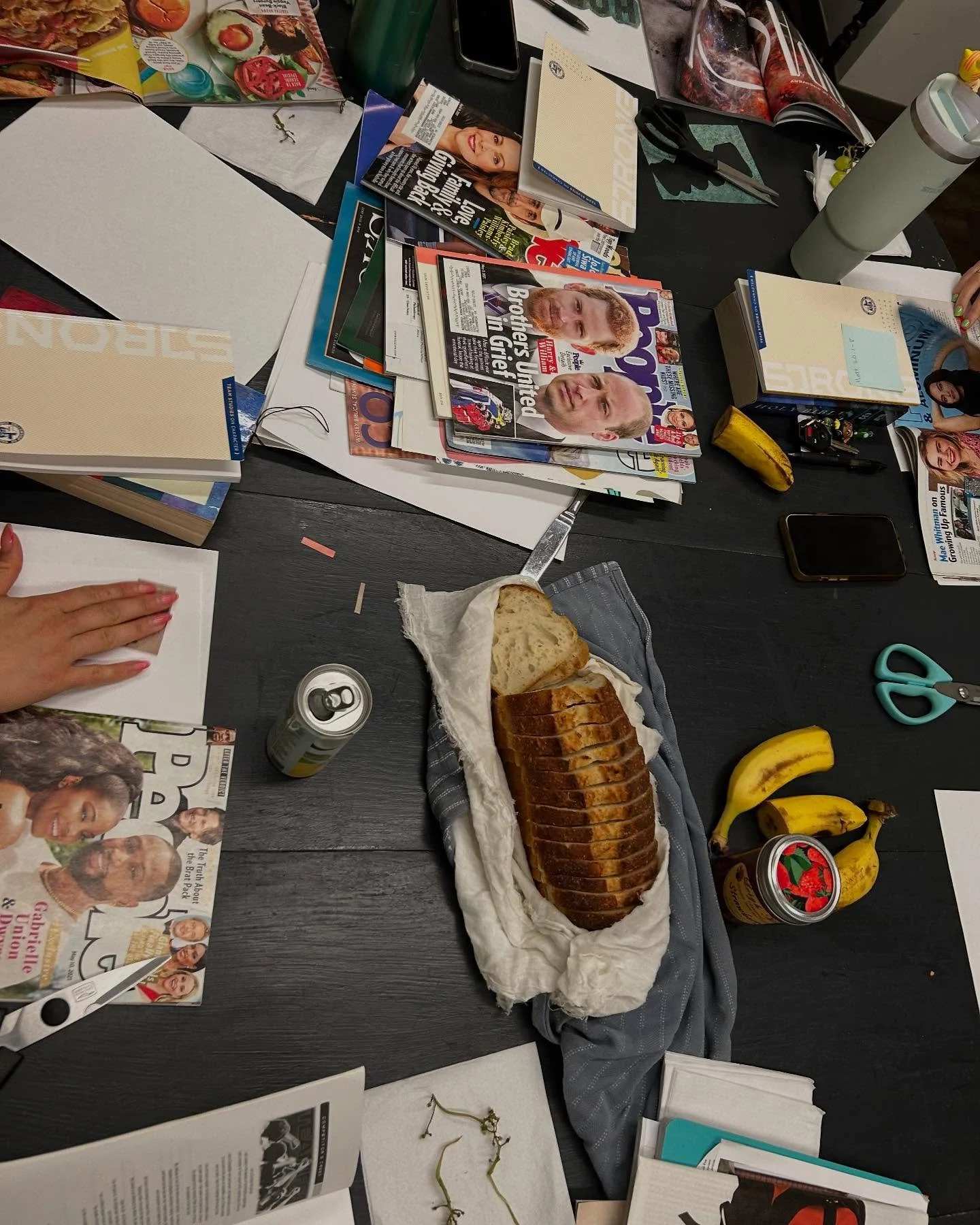 Another method of ours:

We do life, we break bread, we make collages with silly magazines! 

We show up for professional soccer coaches, players and staff to remind them that God is with them, for them and only He defines their identity not the worl