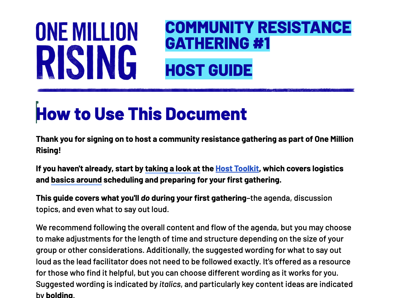 Gathering Facilitiation Guide