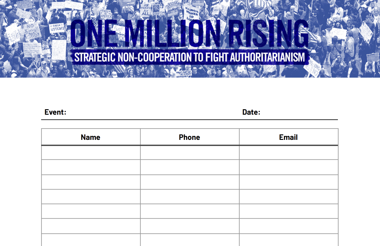 Gathering Sign-In Sheet