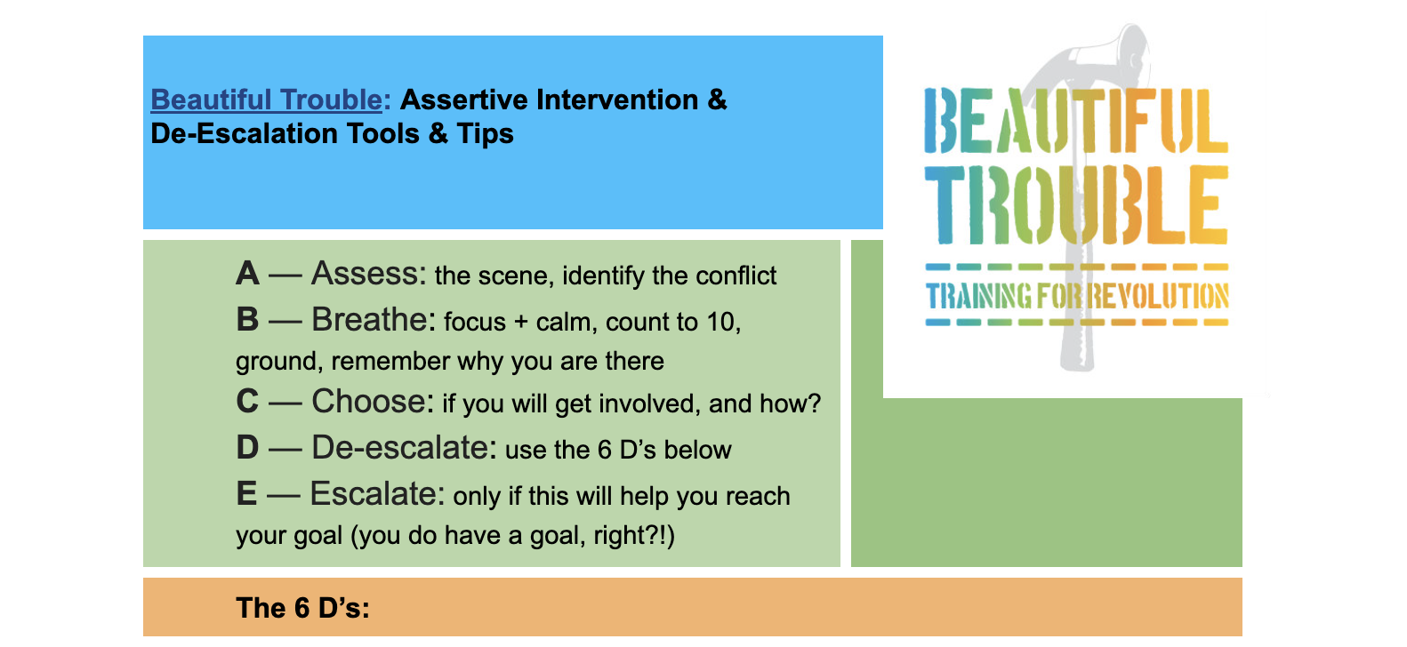 Intervention & De-Escalation Tools & Tips