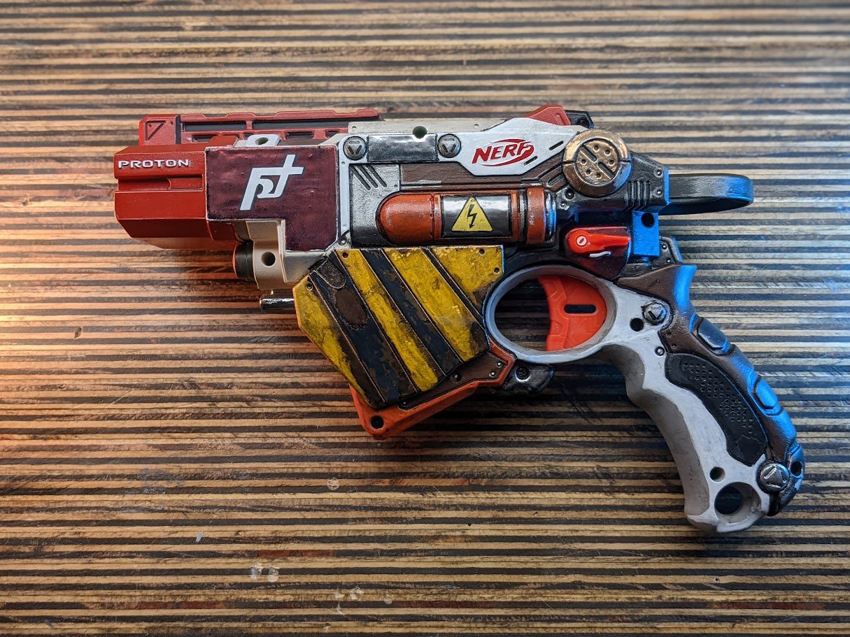 A Proton commissioned for Addy from Foam Blast (one of my favorite people ever). I was honored to be asked to make it and excited when she didn't want to know what I was doing to it, just wanted to open the box and be surprised. I think it went well.
