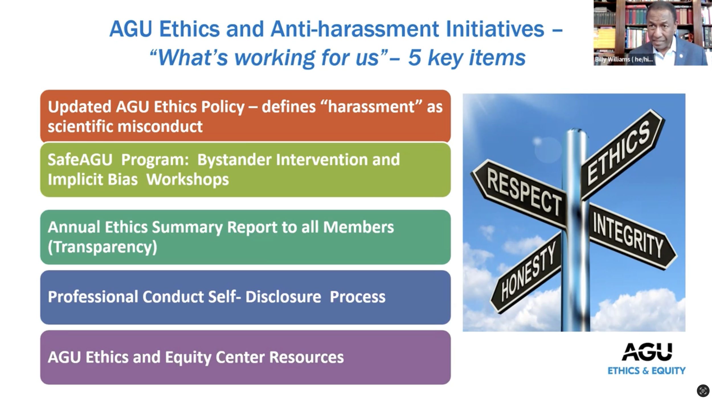 Event 1: AGU Frontiers in Safe Fieldwork
A conversation with AGU President Susan Lozier and AGU Senior Vice President Billy Williams. Share your questions, concerns, and requests with our panel, and use real-time polling to guide future series conten