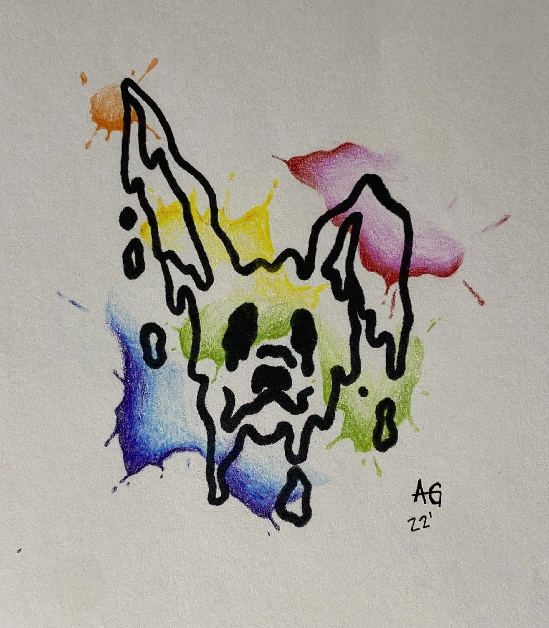 Watercolor Drippy Rabbit