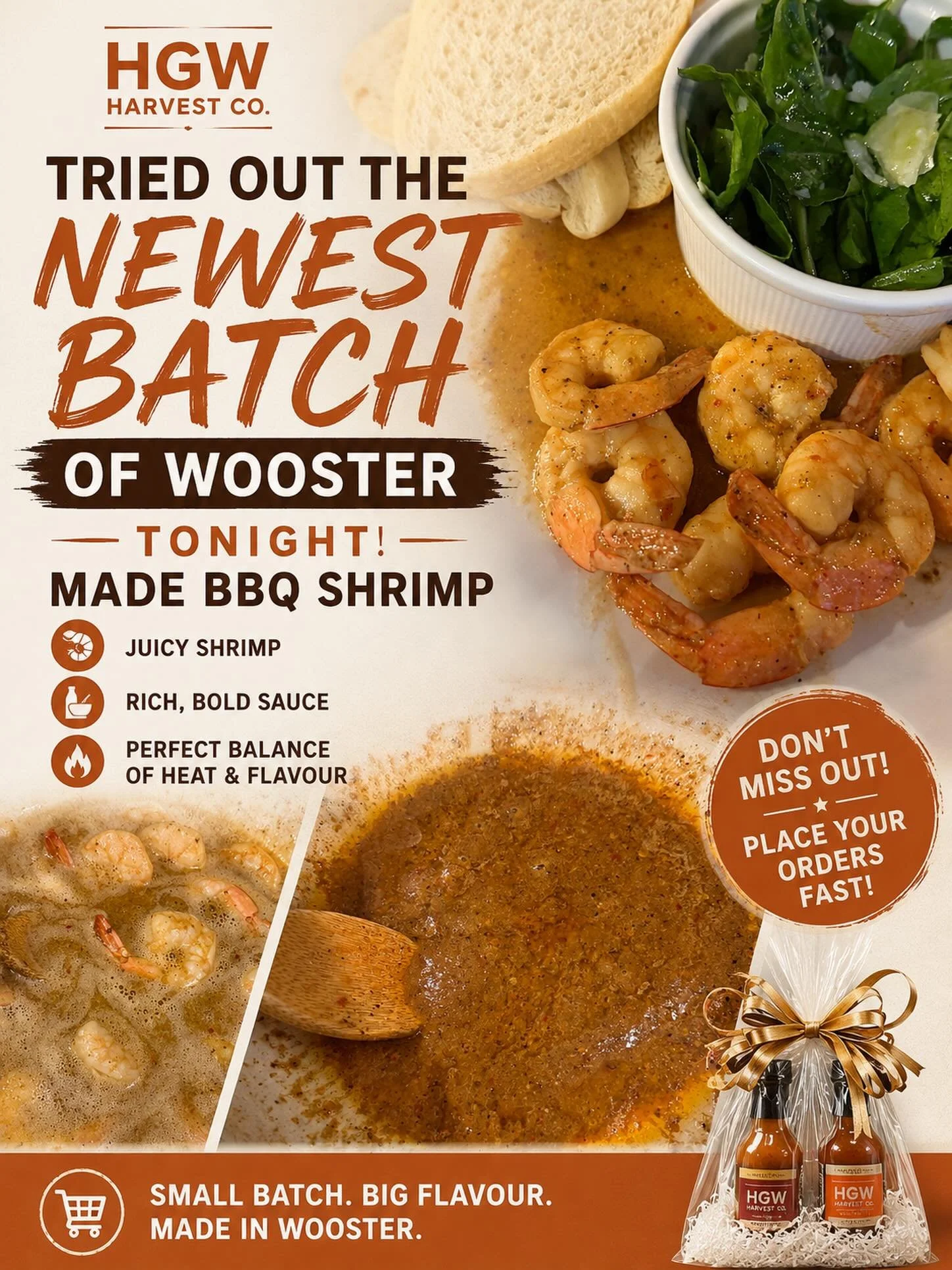 Will bottle this weekend but oh my! Loosely followed Mr. b&rsquo;s New Orleans bbq shrimp recipe using my Wooster and my hot sauce with a fresh arugula salad grown at the Harlow&rsquo;s. It was truly amazingz you do NOT WANT TO MISS This!
