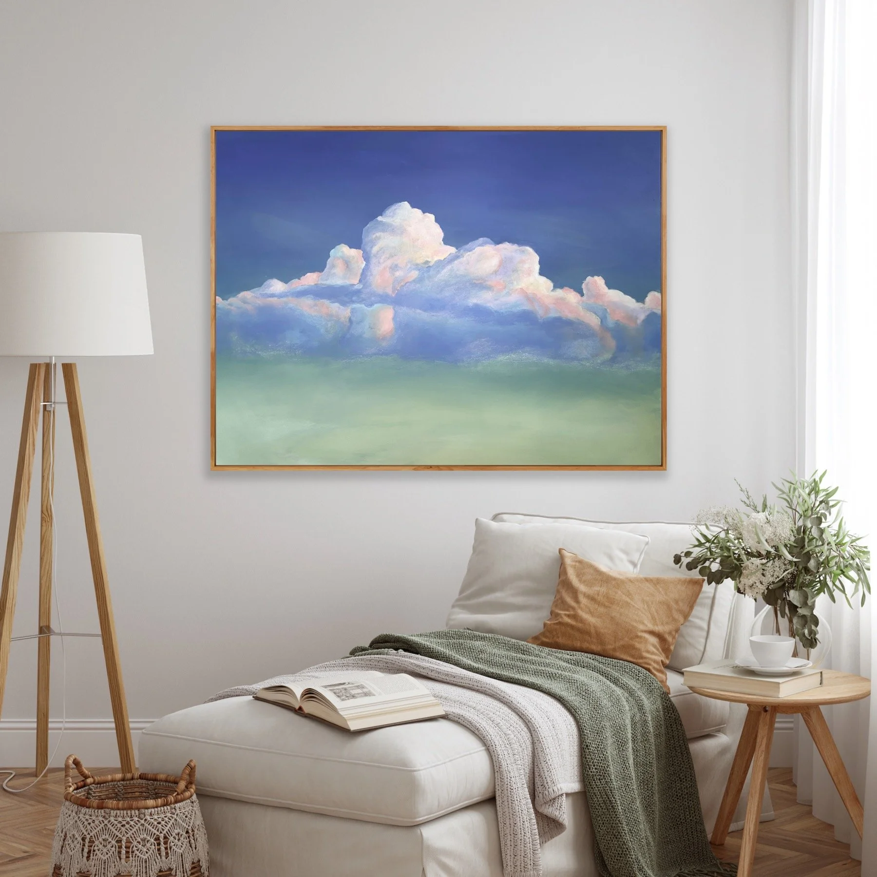 Cloud by Day colorful Christian cloud wall art giclée print with soft pastel sky and light
