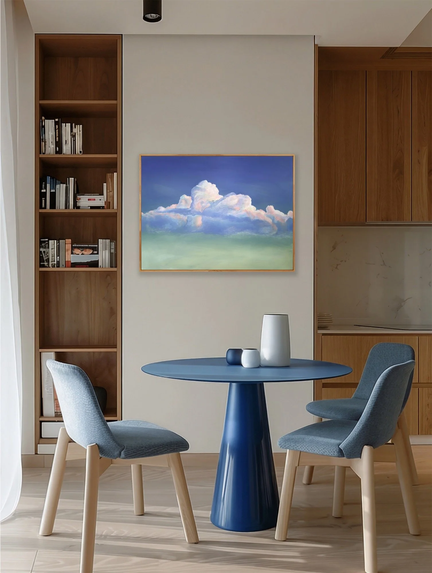 Cloud by Day colorful Christian cloud wall art giclée print with soft pastel sky and light