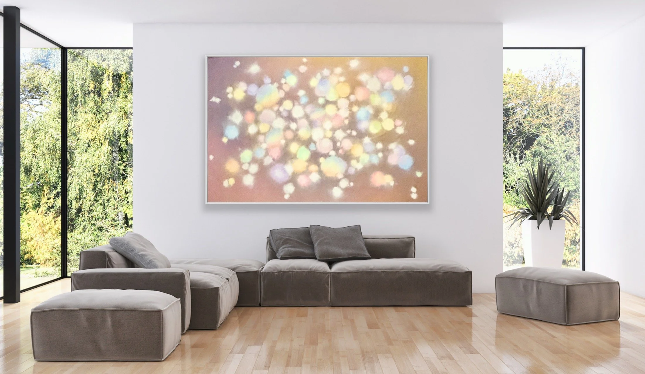 Heavenly Dwelling Christian wall art giclée print abstract colorful painting heaven touching earth