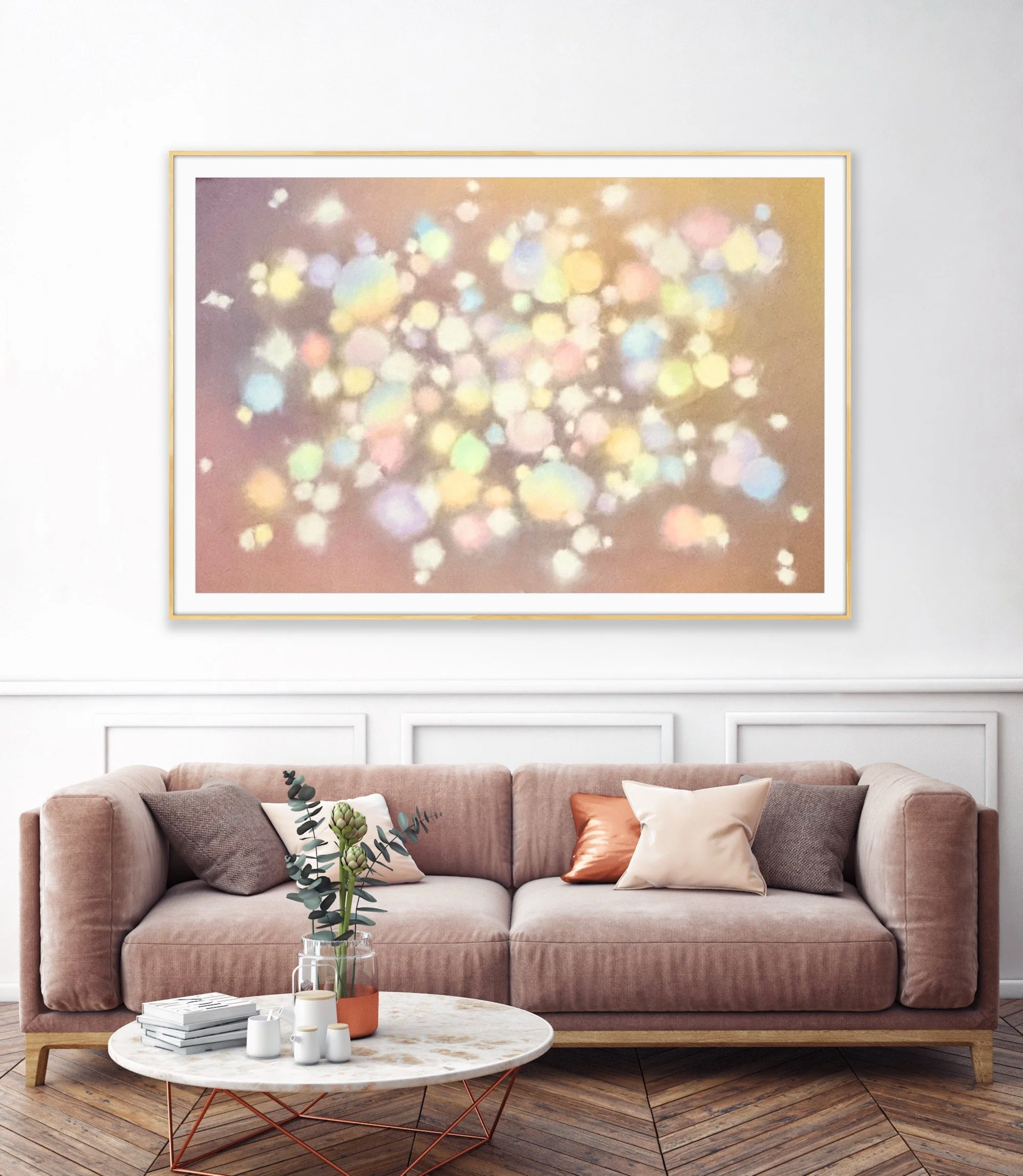 Heavenly Dwelling Christian wall art giclée print abstract colorful painting heaven touching earth