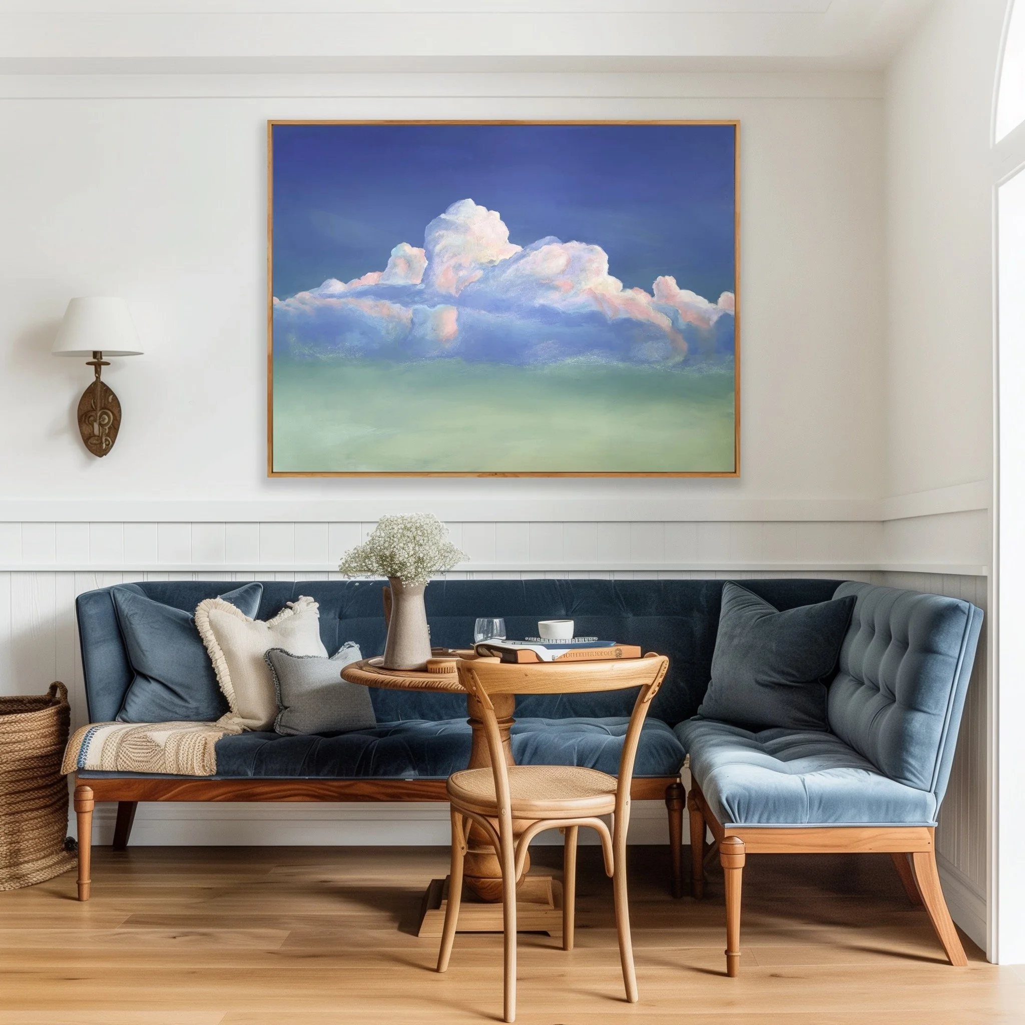 Cloud by Day colorful Christian cloud wall art giclée print with soft pastel sky and light