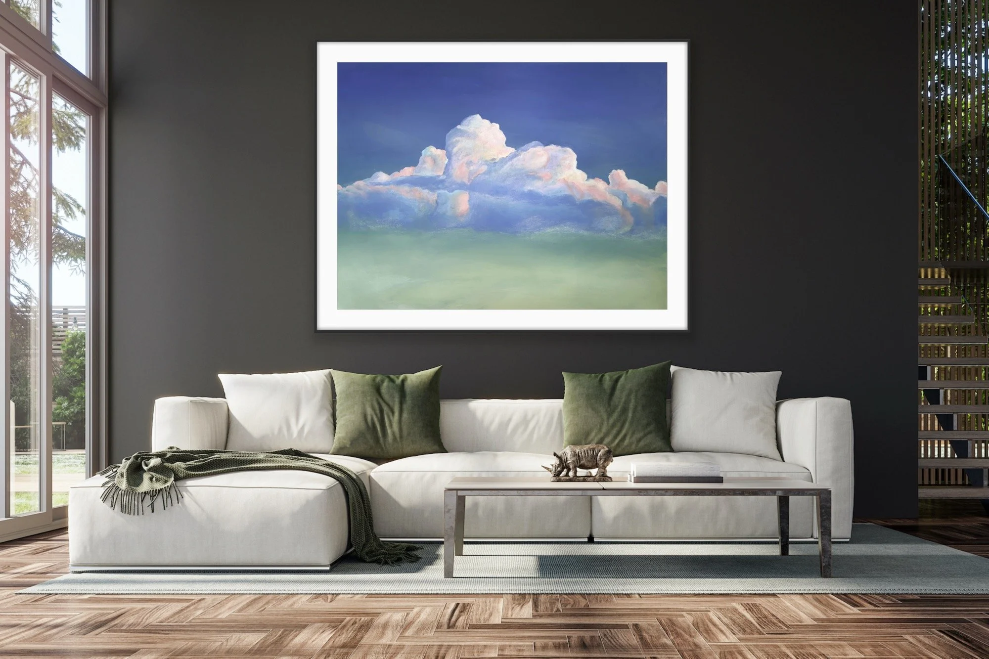 Cloud by Day colorful Christian cloud wall art giclée print with soft pastel sky and light