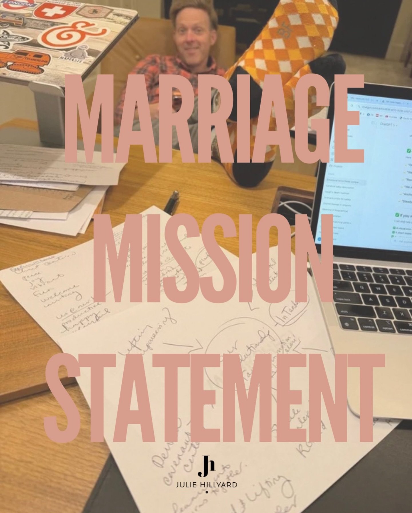 Working on our marriage mission statement tonight&hellip;using the steps outlined in the flip book. Feeling pretty good about what we came up with ❤️

Want to work on yours? DM me and I&rsquo;ll share the steps.

#JulieHillyard #OurSweetSpot #marriag