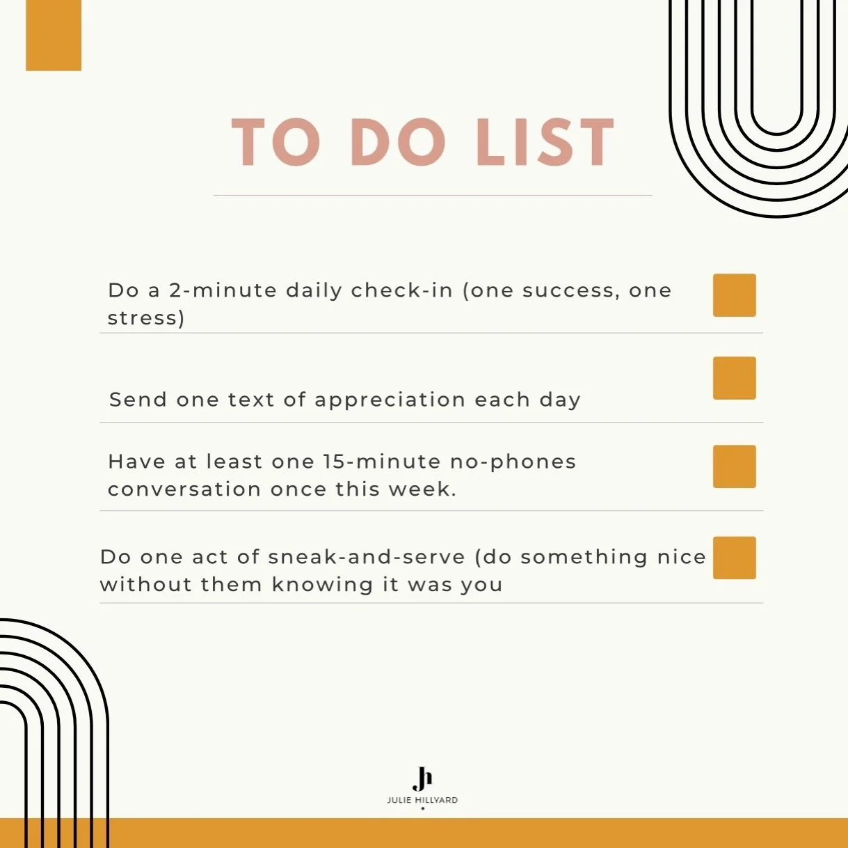 What&rsquo;s on your to-do list this week? Anything to intentionally strengthen your most important relationship?

#OurSweetSpot #TalkToConnect #IntentionalConversations #CouplesWhoGrow