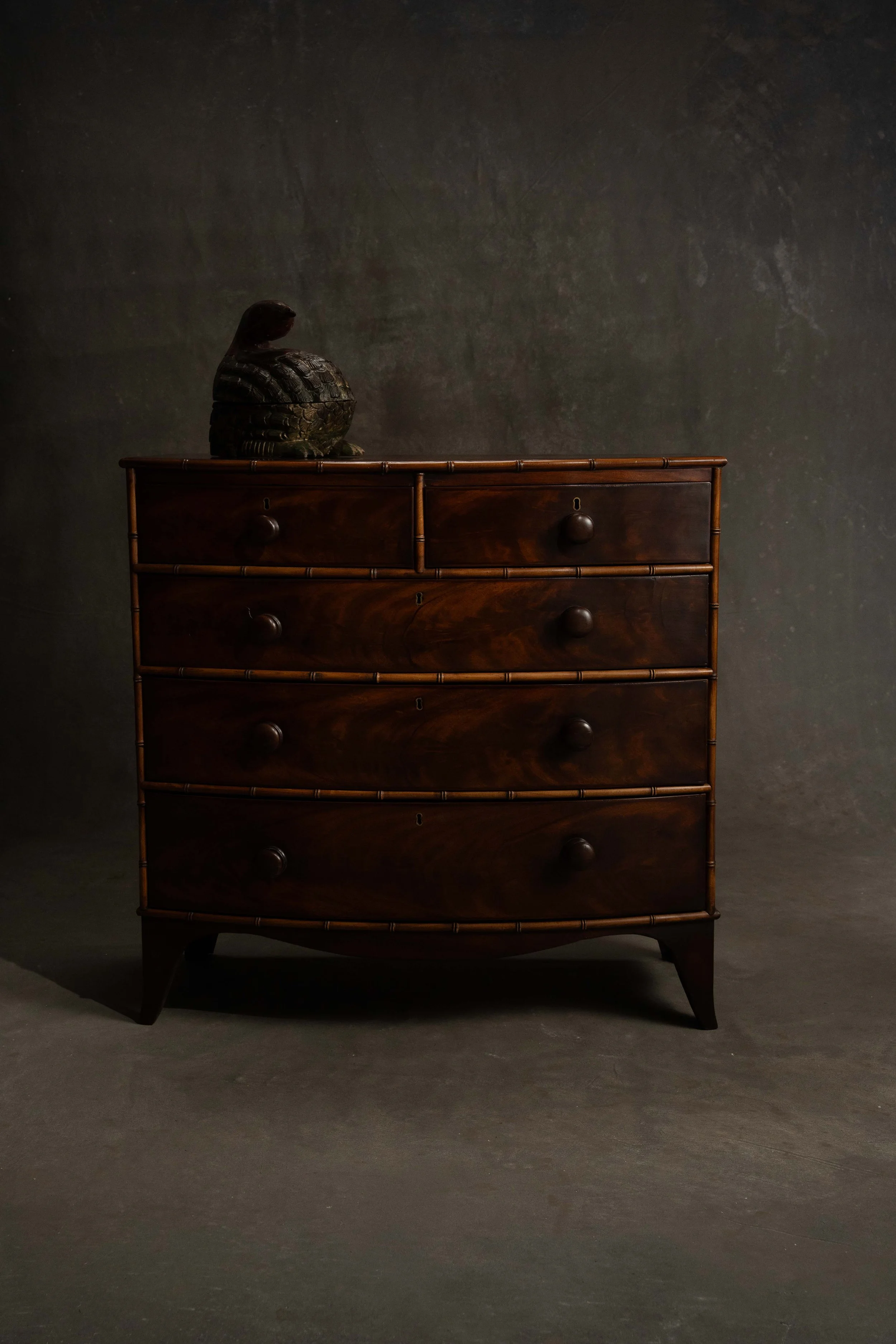English Mahogany Faux Bamboo Chest1.jpg