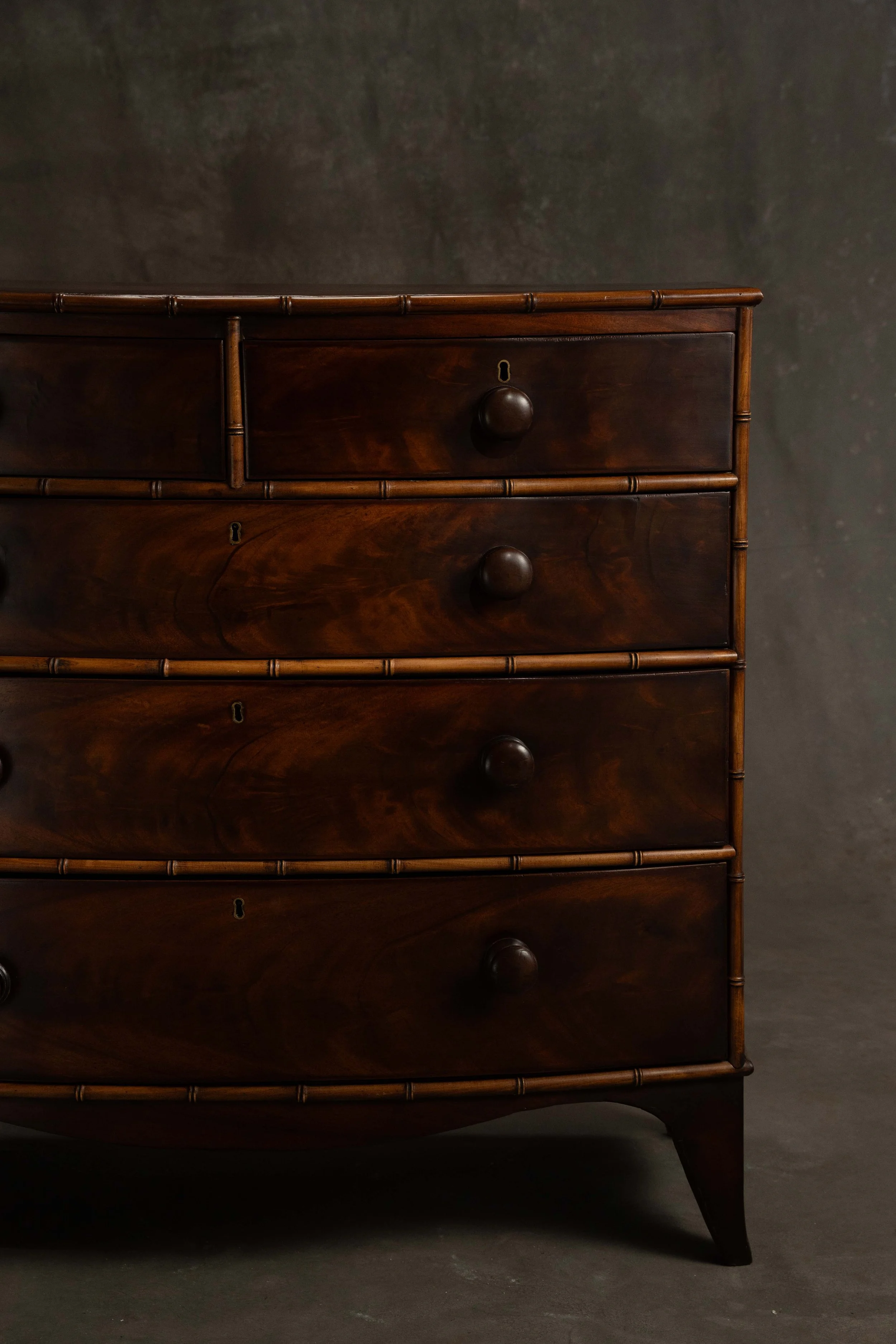English Mahogany Faux Bamboo Chest .jpg
