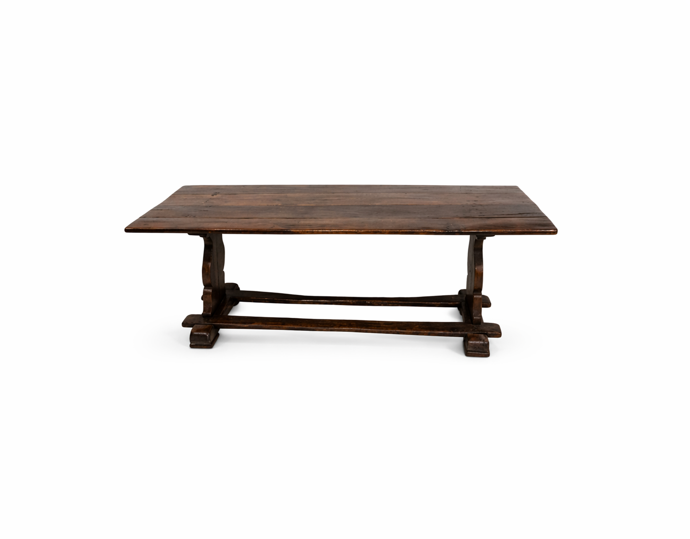 English Walnut Trestle Table, c. 1840