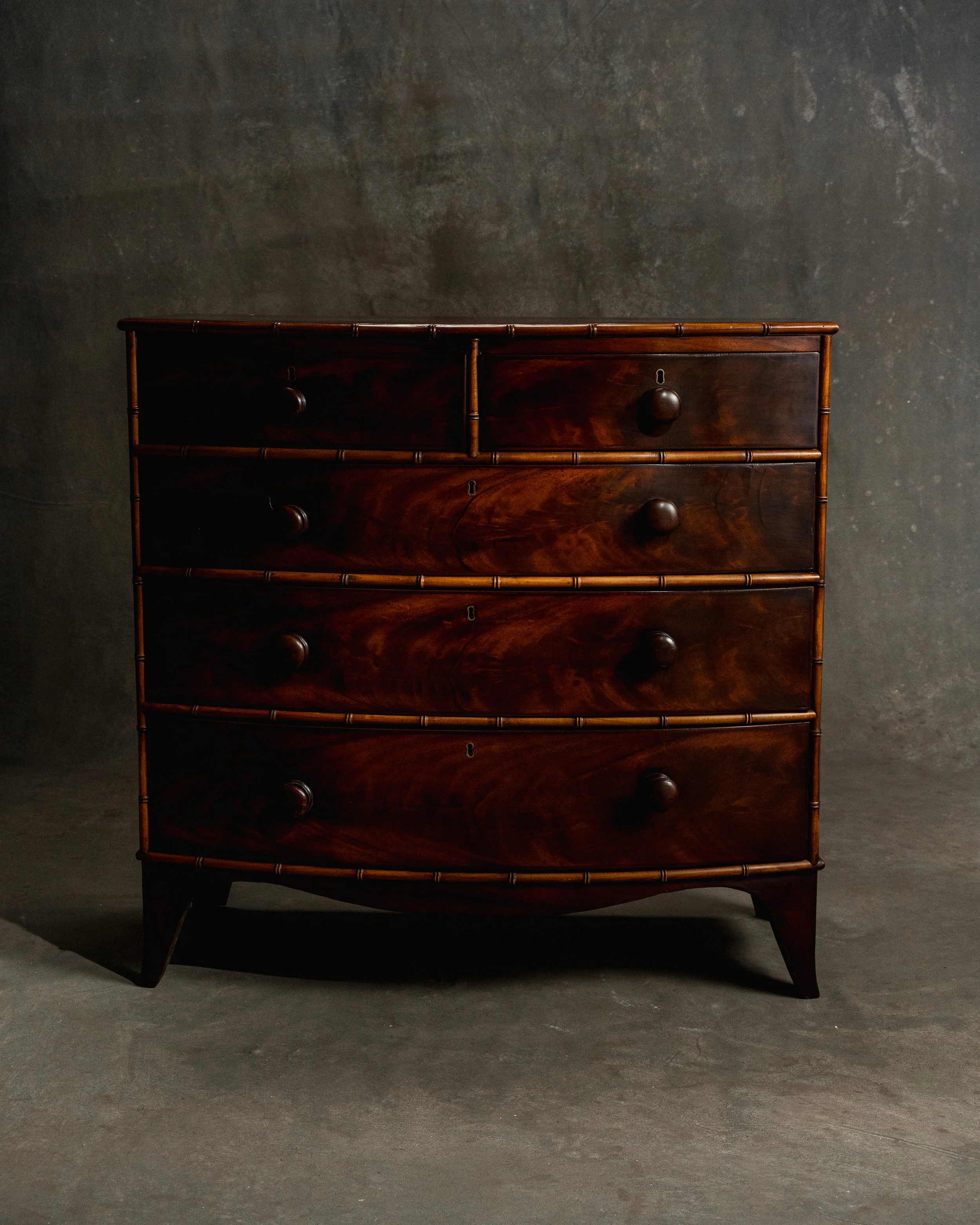 English Mahogany Faux Bamboo Chest (Circa 1840)