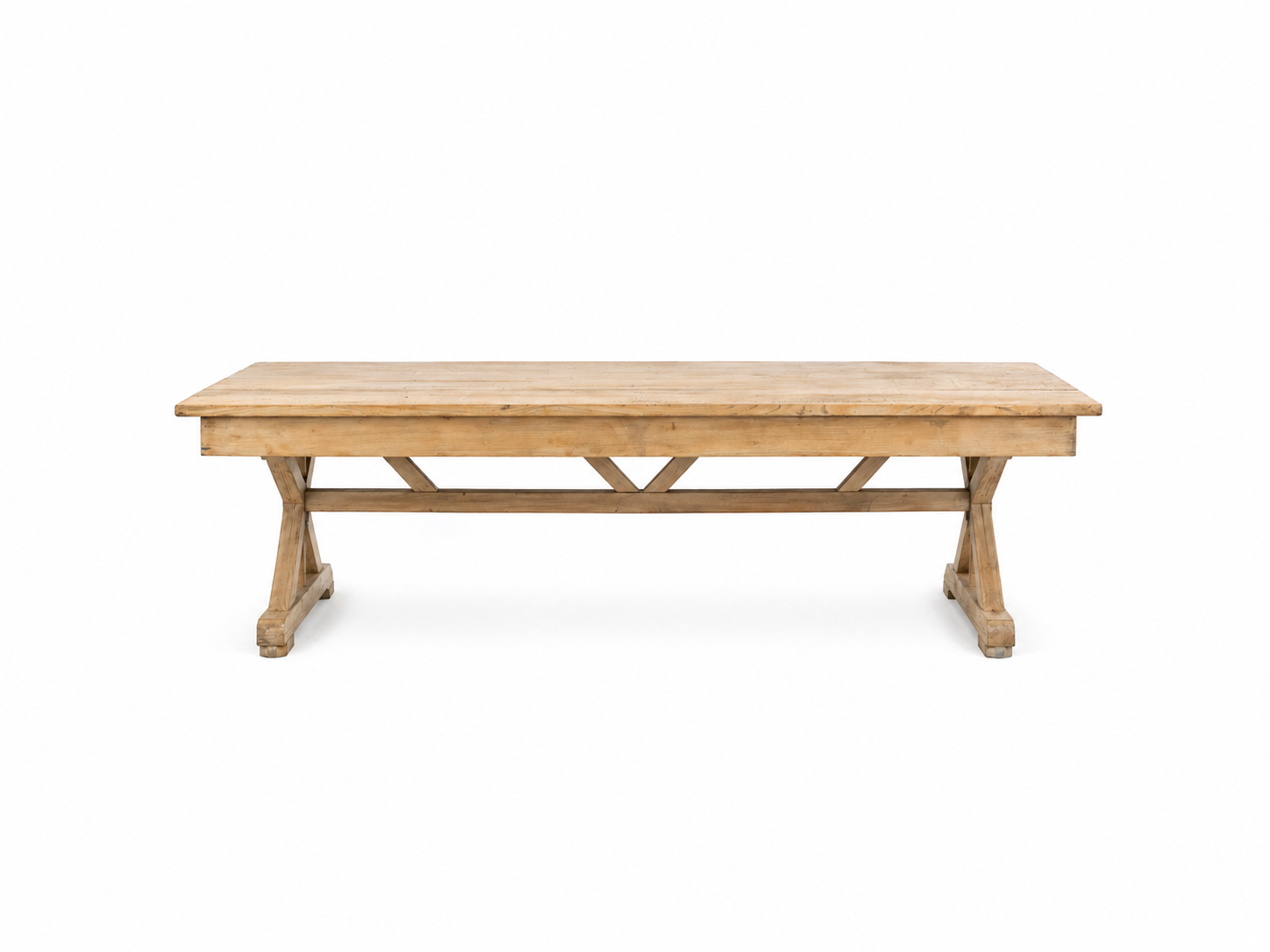 French Sycamore X-Frame Table with Smith Tannery Leather, c. 1880