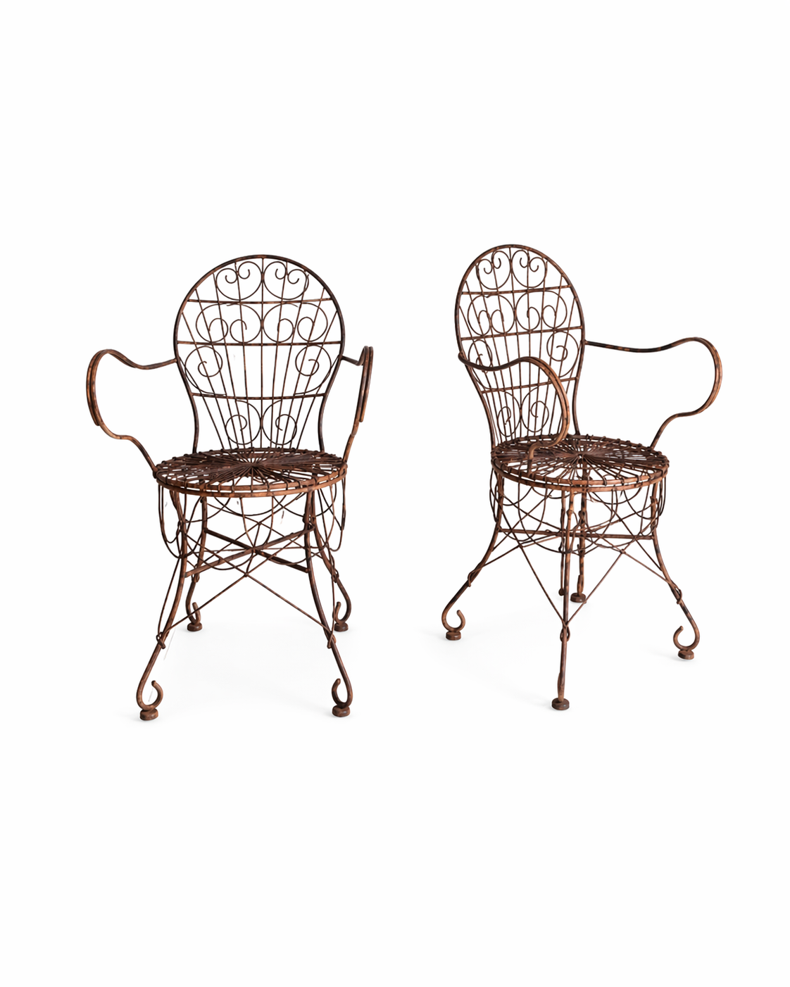 Pair of English Wirework Chairs, c. 1920
