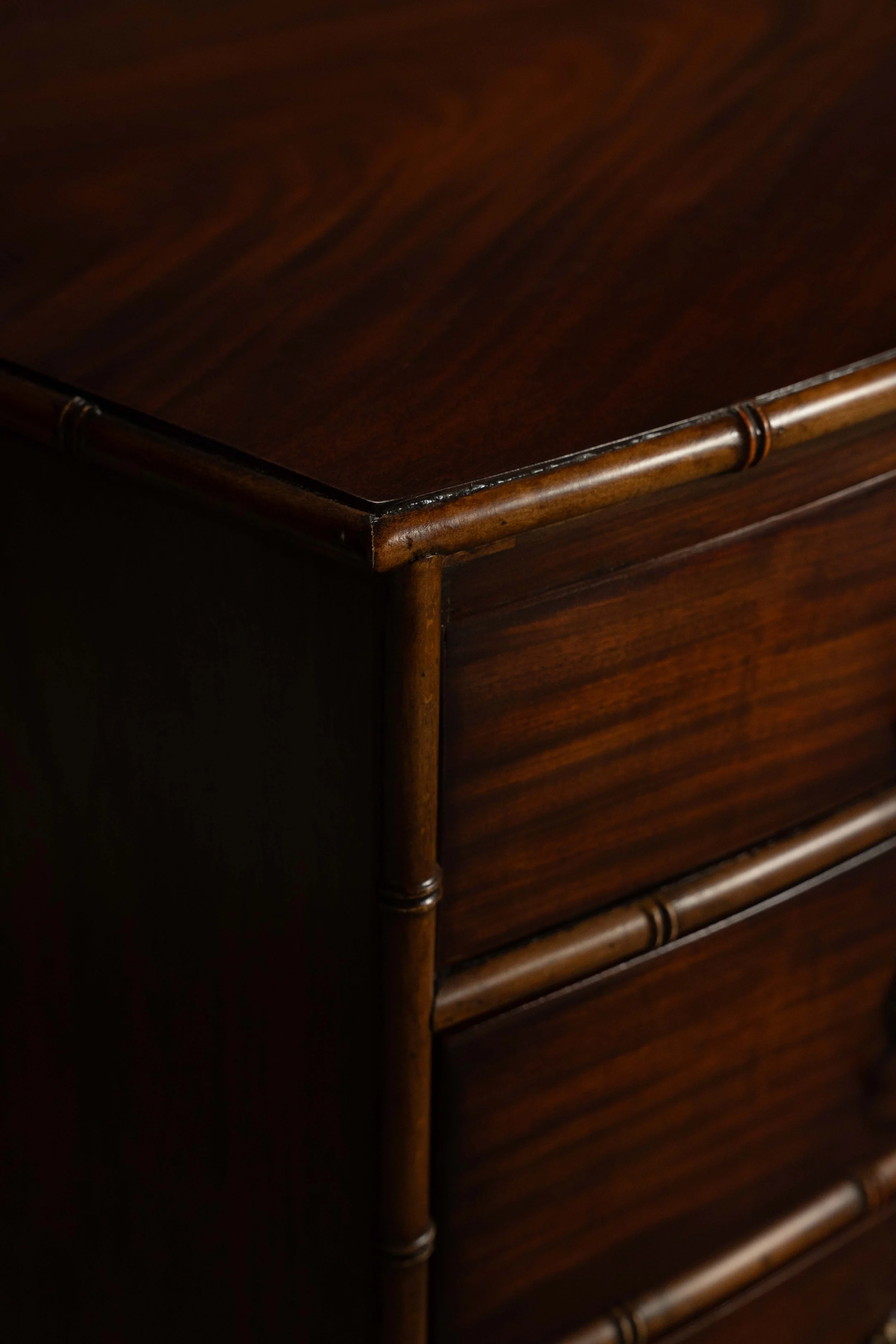 English Mahogany Faux Bamboo Chest3.jpg