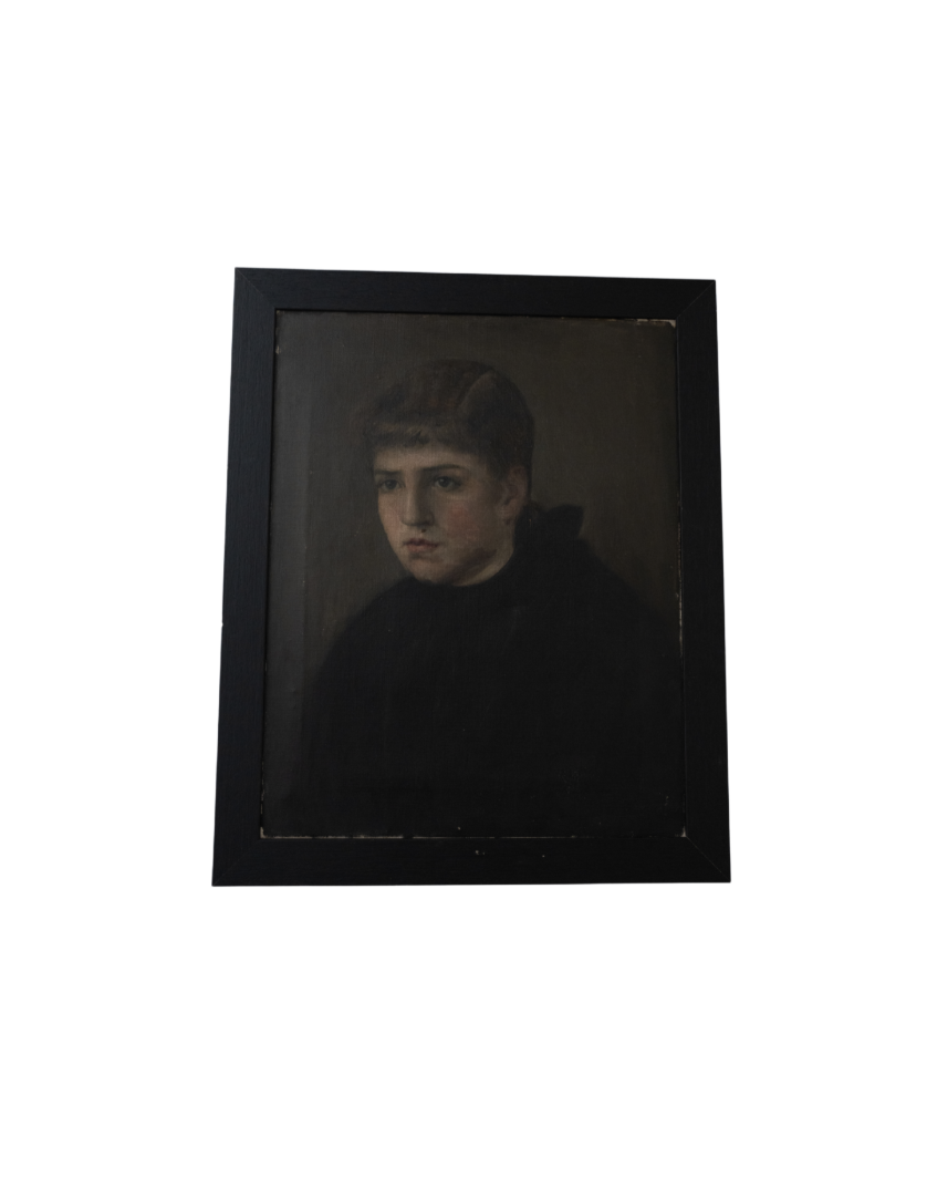 French Oil on Canvas: Portrait of an Alter Boy