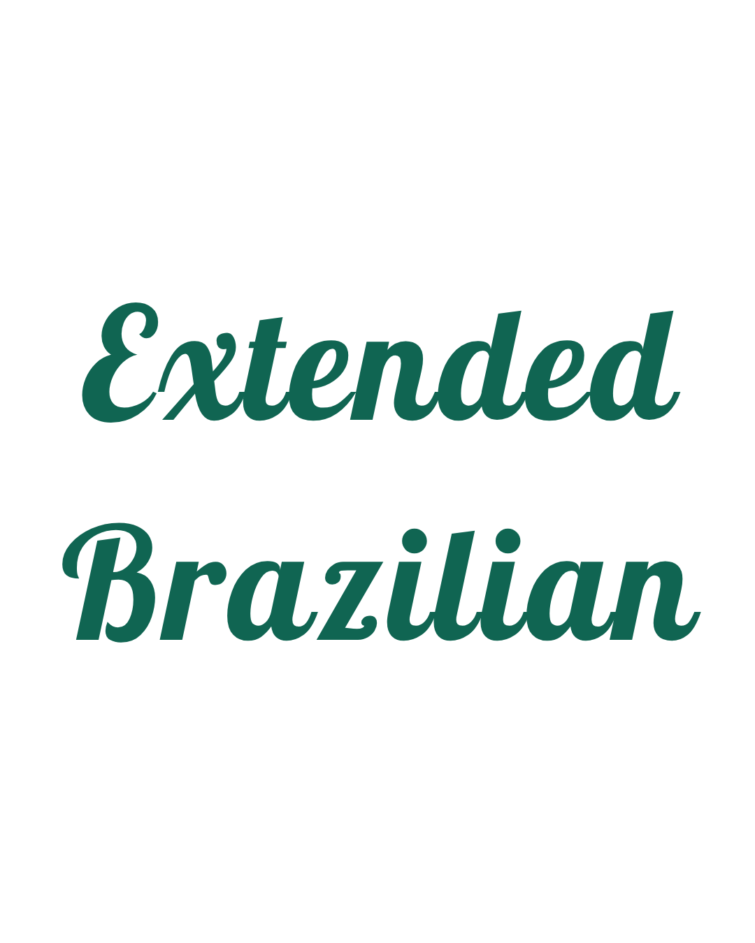 Text reading 'Extended Brazilian' on a white background.