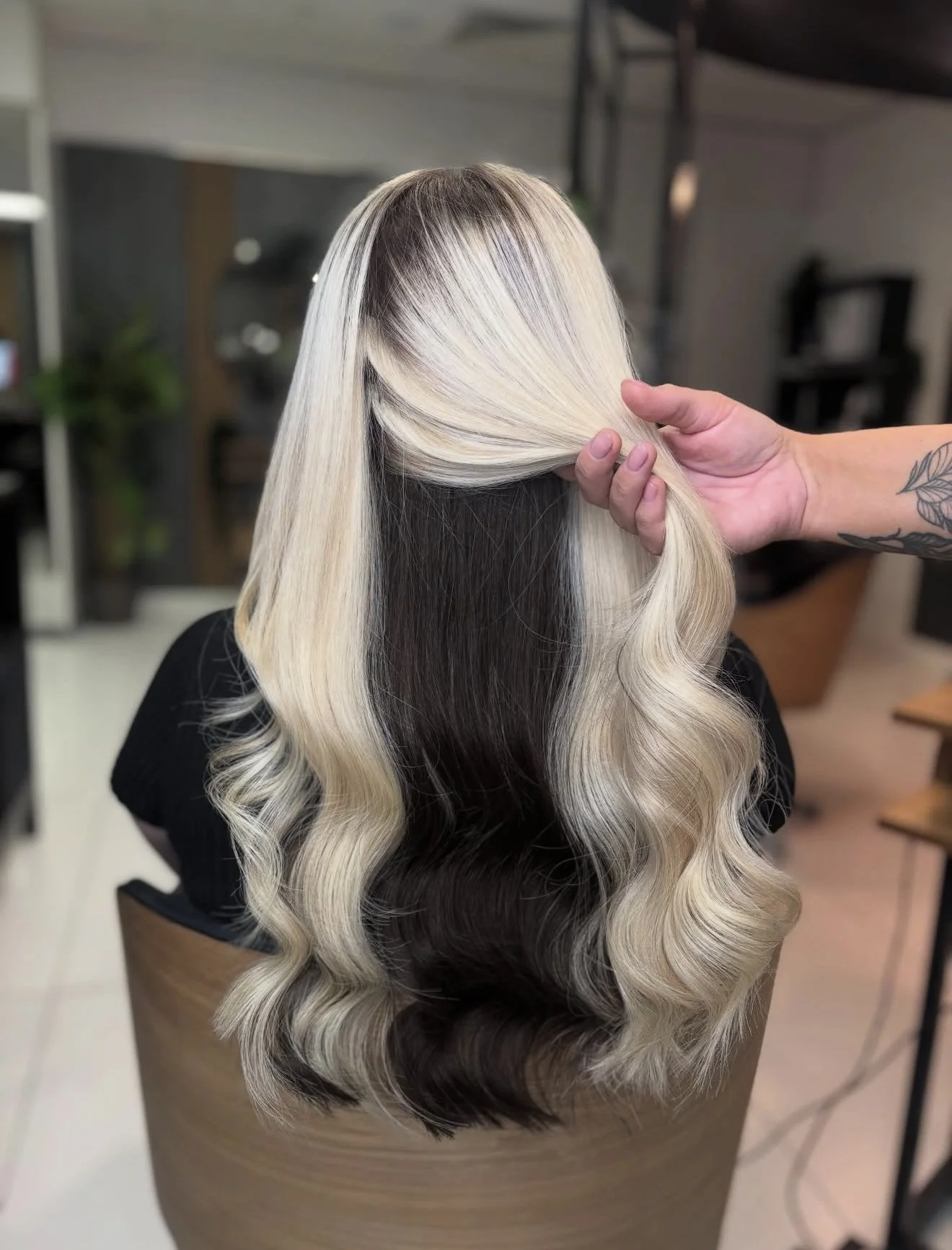 Black and Blonde contract hair extensions