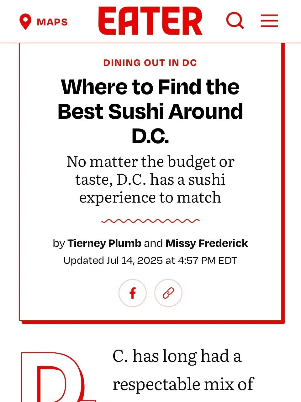 Thanks again, Eater❣️
@eater @tiers2you #MissyFrederick #sushigaku #georgertown #sushilover #patio
#Washingtondc
#dcdining
#dcfoodies
#DMV
#Japanesefood
#sushi
#sashimi
#fishlover
#omakase
#fugu