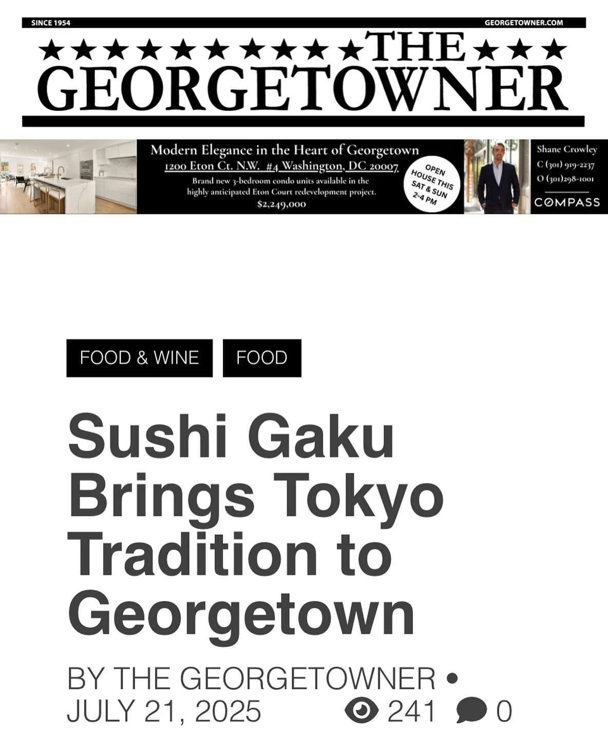 Thank you ❤️@thegeorgetowner #AnnabelTaylor
#sushigaku
#georgertown
#sushilover #patio
#Washingtondc
#dcdining
#dcfoodies
#DMV
#Japanesefood
#sushi
#sashimi
#fishlover
#omakase
#fugu