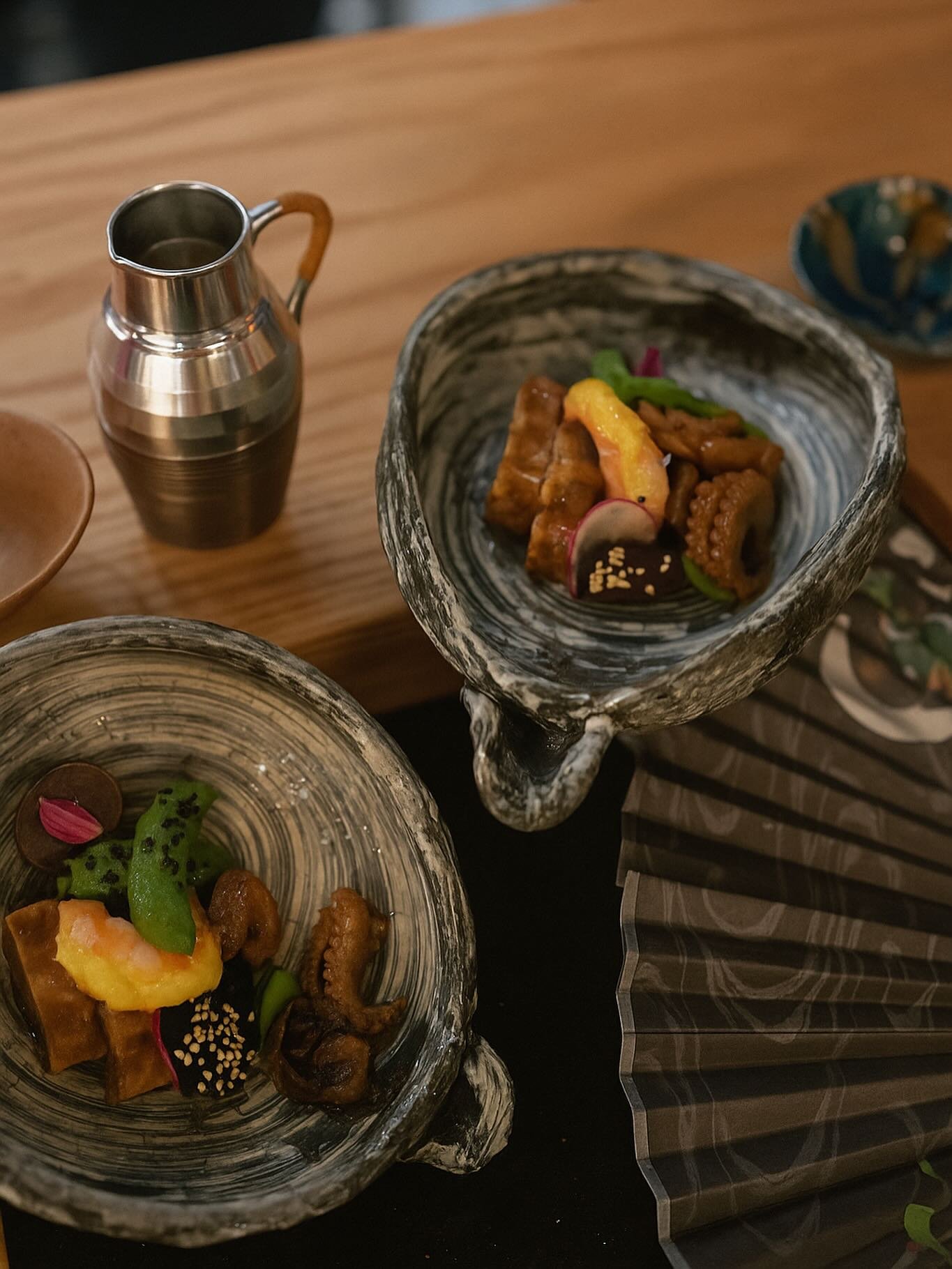 A harmony of ocean and earth &mdash; tender octopus, crisp prawn, and vibrant vegetables in perfect balance.
Each bite tells a story of craftsmanship and seasonality.
An ode to authentic Japanese omakase artistry.