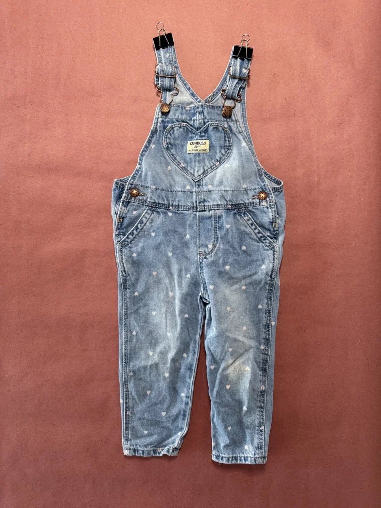 Hearts Denim Coveralls 2T