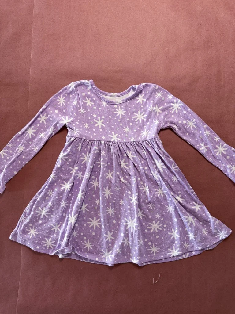 Purple Snowflake Long Sleeve Dress 5T