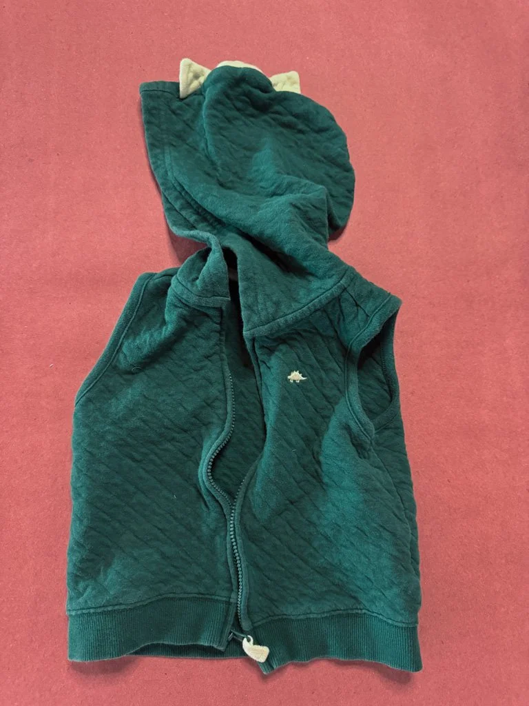 Green Dino Zip Up Vest 24M