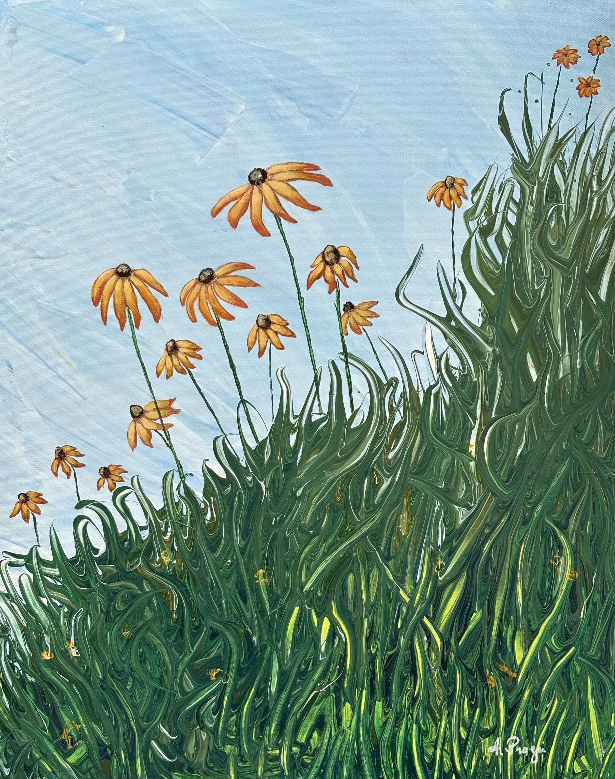 Title: The Glow Within 
Size: 30x24x1.5 in 
Medium: Acrylic on Canvas 
Price: $1,600 

Inspired by: Maryland Black-eye Susan, the official state flower since 1918. 