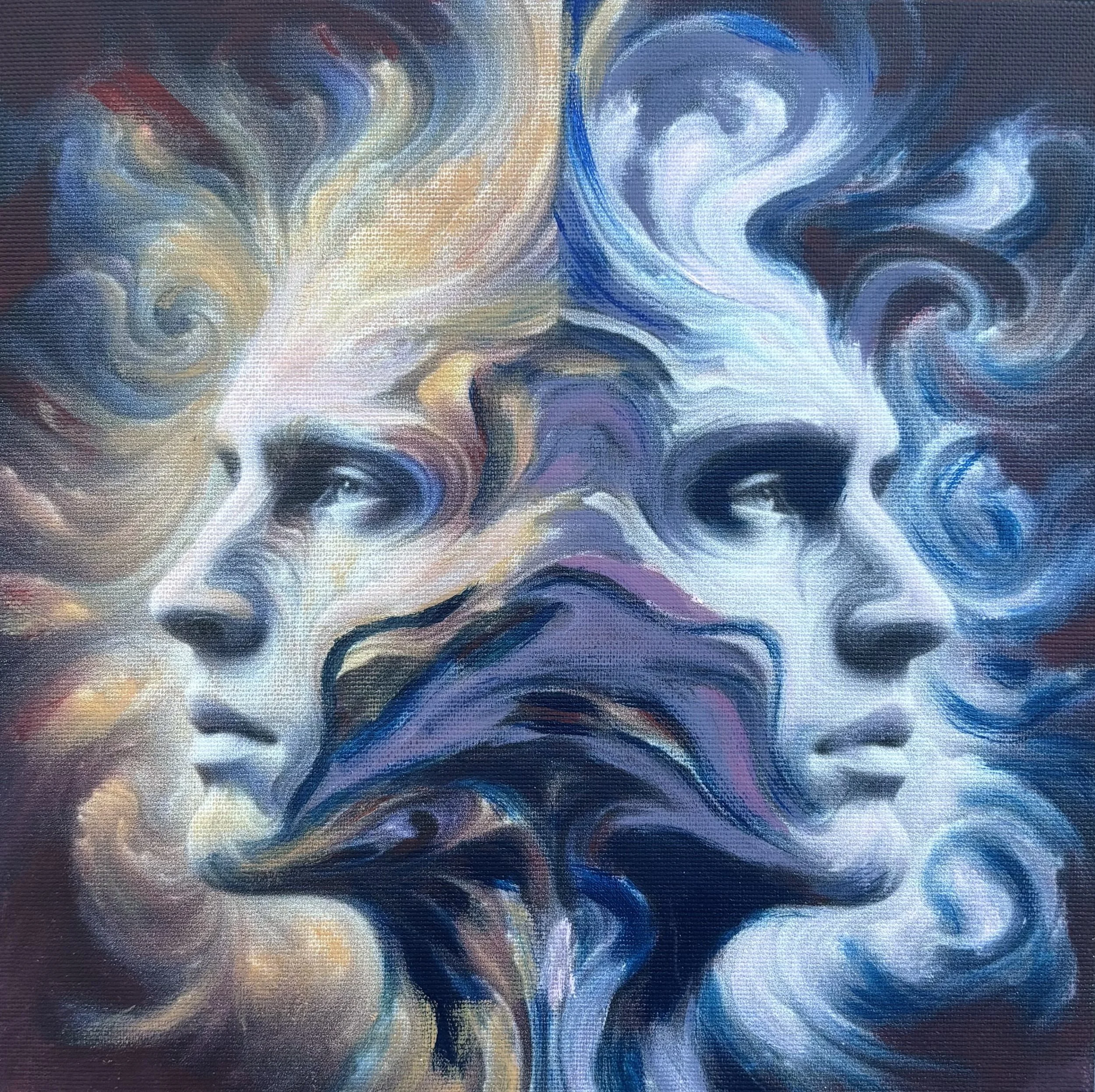 The Battle Within
8x8in 
Mixed media on stretched canvas 
$500