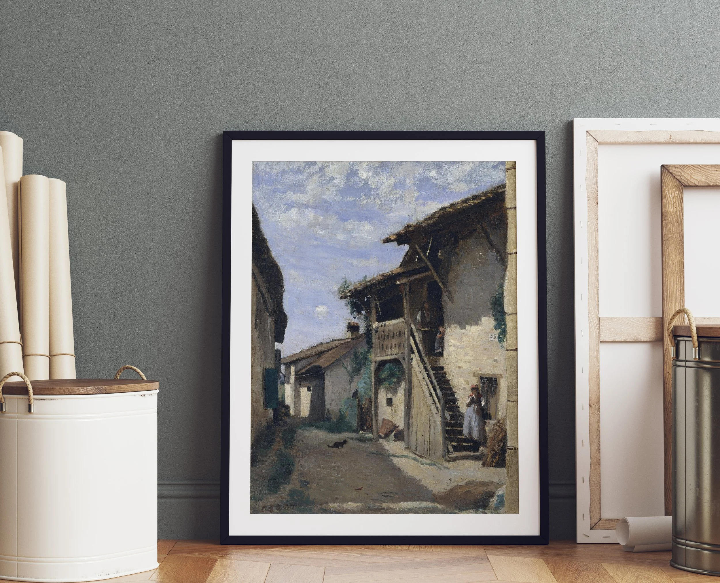 A Village Street in Dardagny – Camille Corot (Digital Art Print)