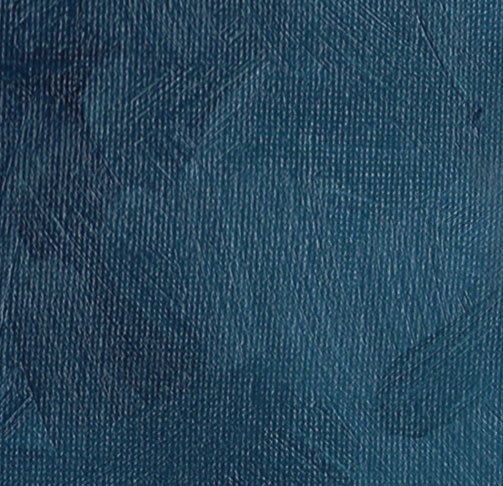 Detail des Gemäldes „Hängende Avocados“ mit blauer Farbstruktur