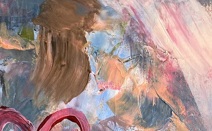 Detail des Gemäldes „The Dancer“ mit figurativer Darstellung der Tänzerin