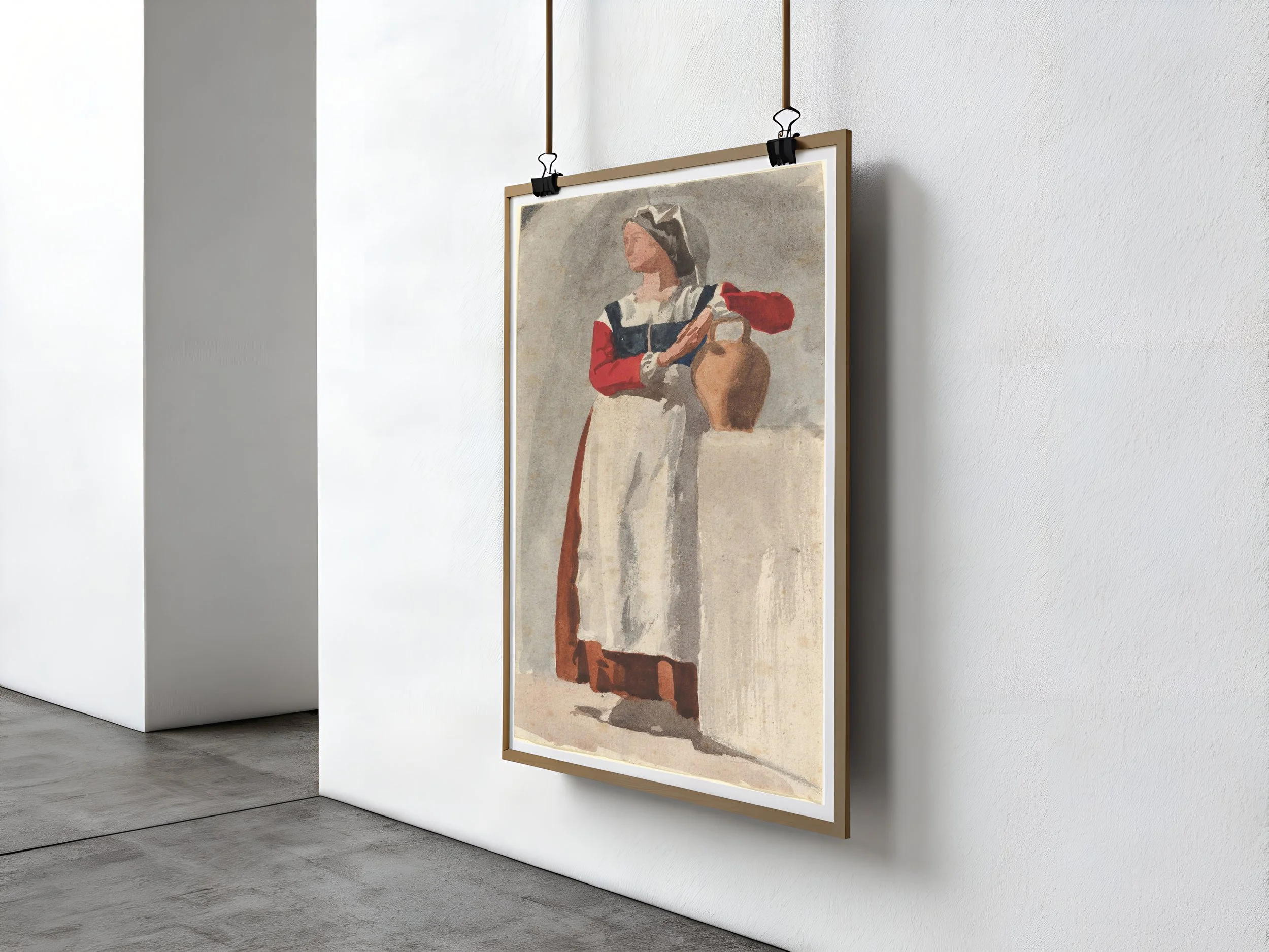 Mockup: Italian Woman von Edgar Degas als gerahmtes Wandbild im Raum (Beispieldarstellung)