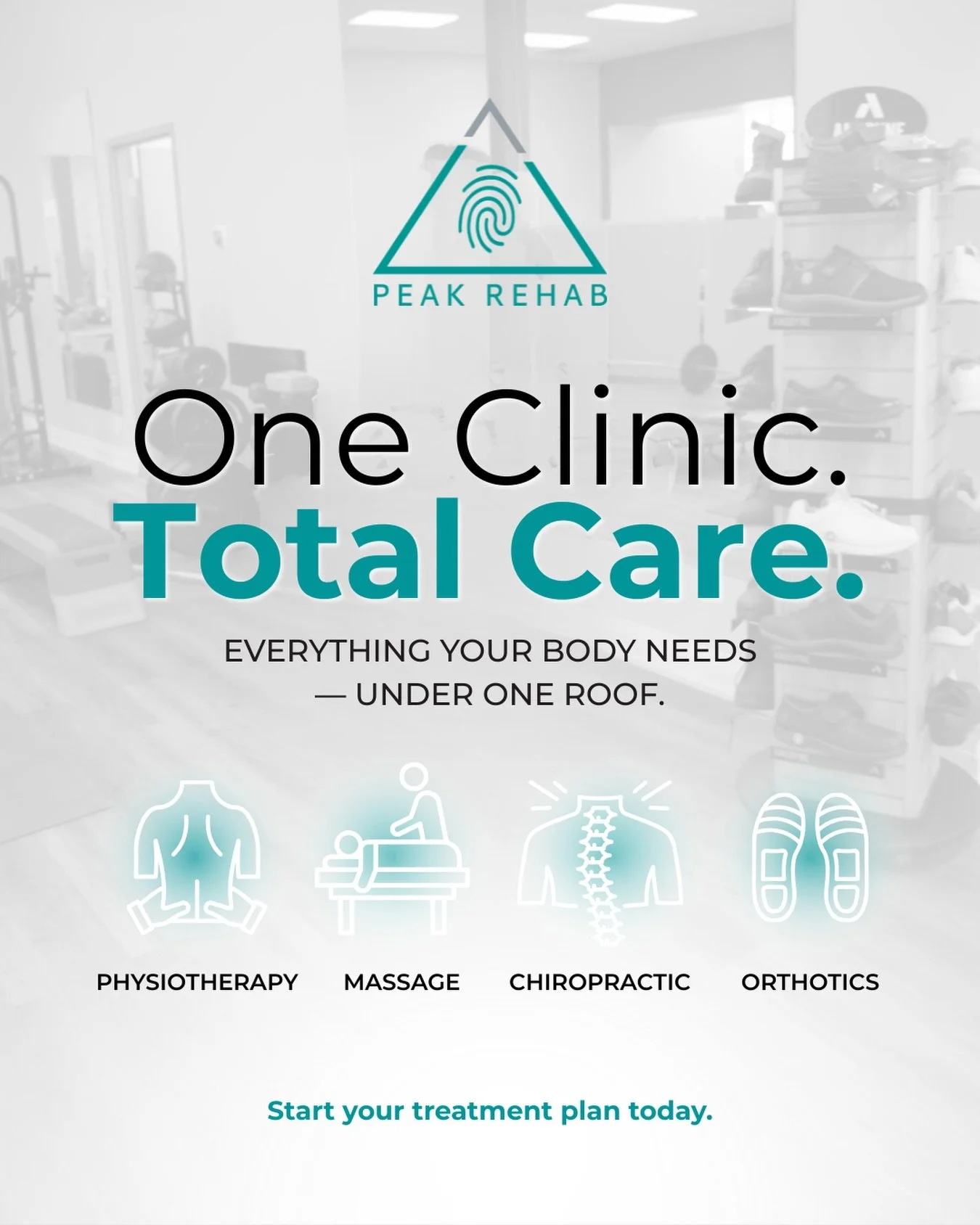Taking care of your body shouldn&rsquo;t mean going to multiple places and trying to figure everything out on your own.

At Peak Rehab, everything is designed to work together, from physiotherapy and chiropractic care to massage therapy and custom or
