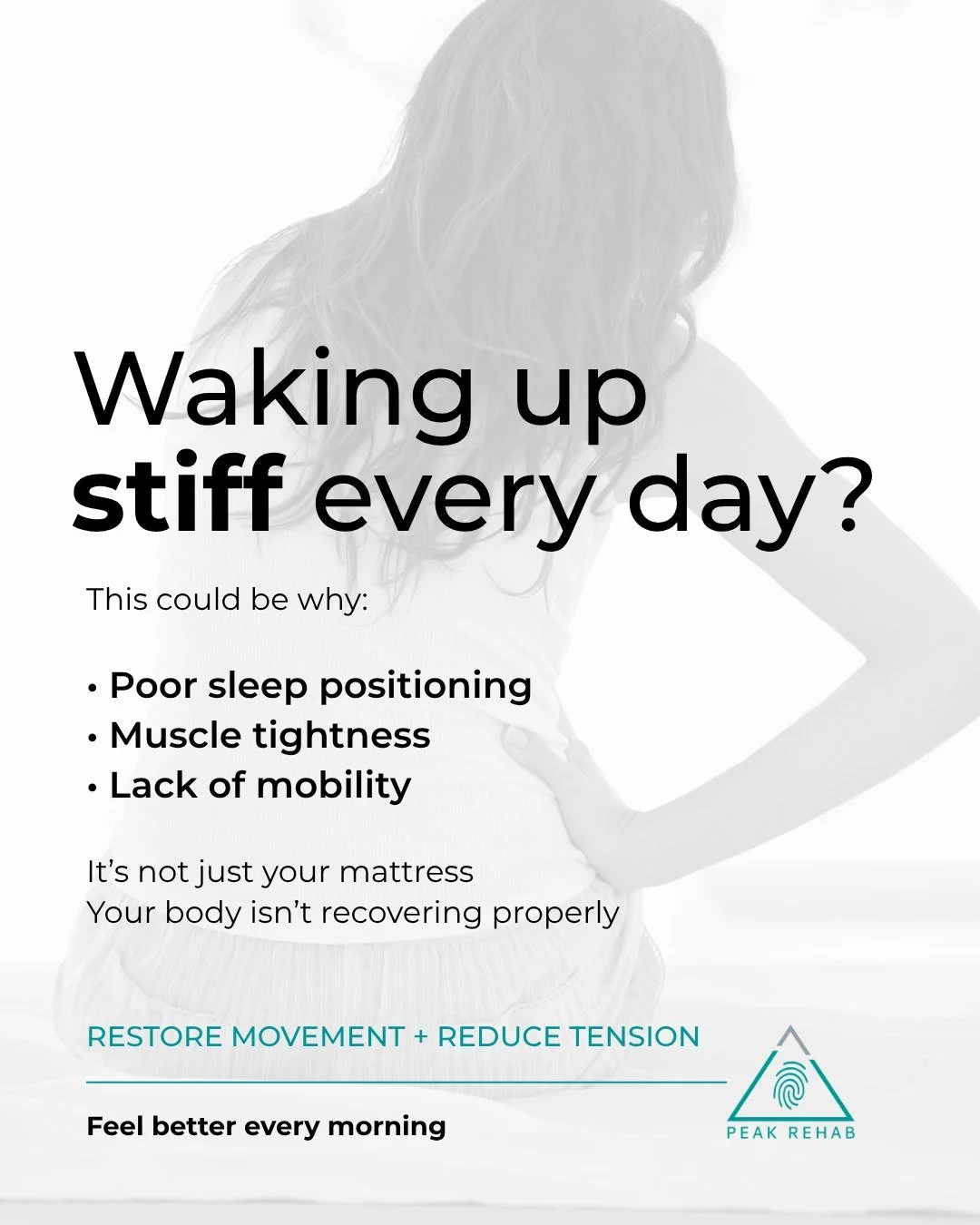 Waking up stiff every morning? It might be more than just the way you sleep.

Muscle tension, joint restrictions, and limited mobility can all contribute to that achy, stiff feeling when you start your day. The good news? You don't have to live with 